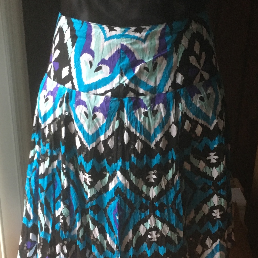 INC Multi Color Cotton Sequin Pleated Skirt